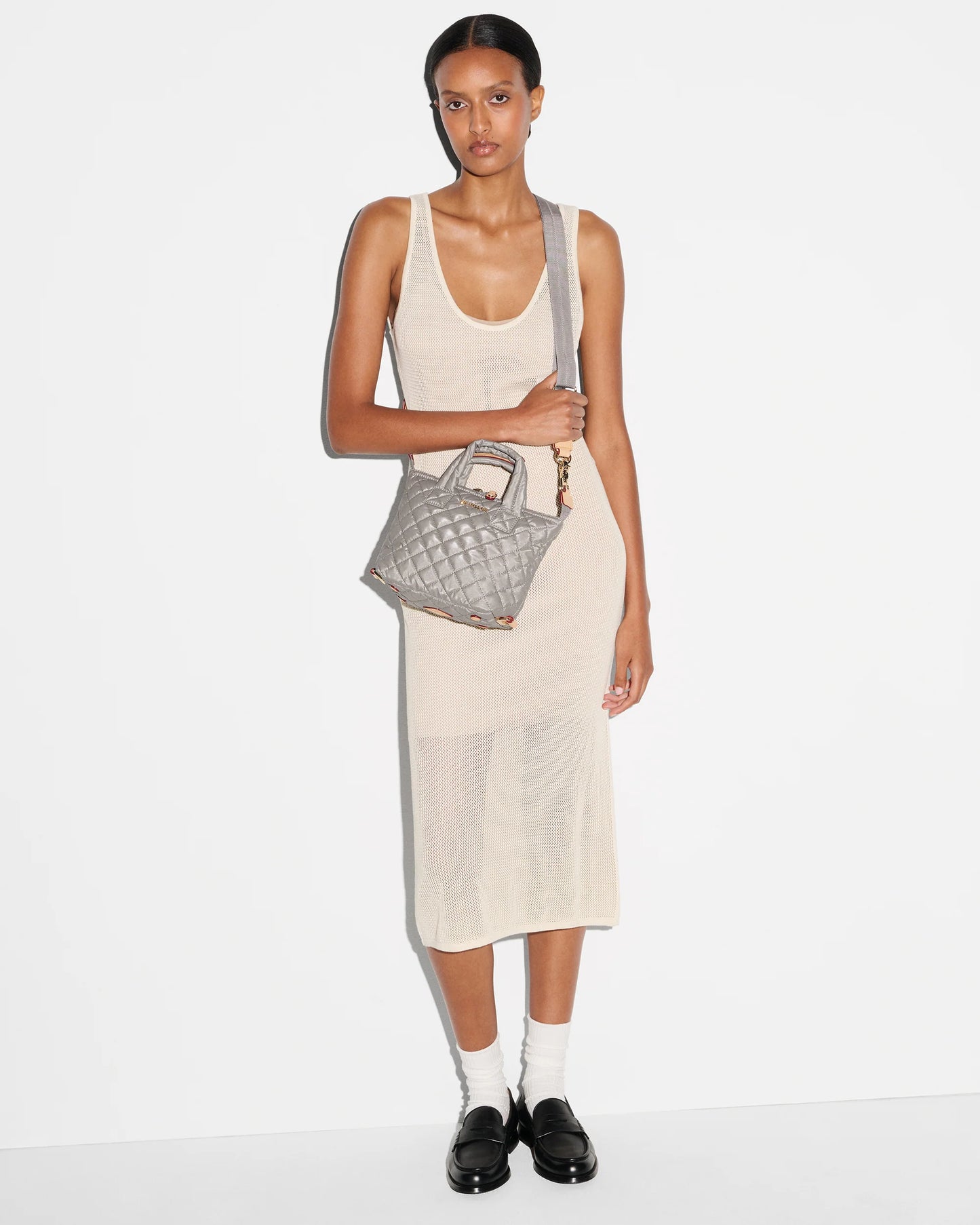 MZ WALLACE MICRO SUTTON BAG IN PEARL METALLIC
