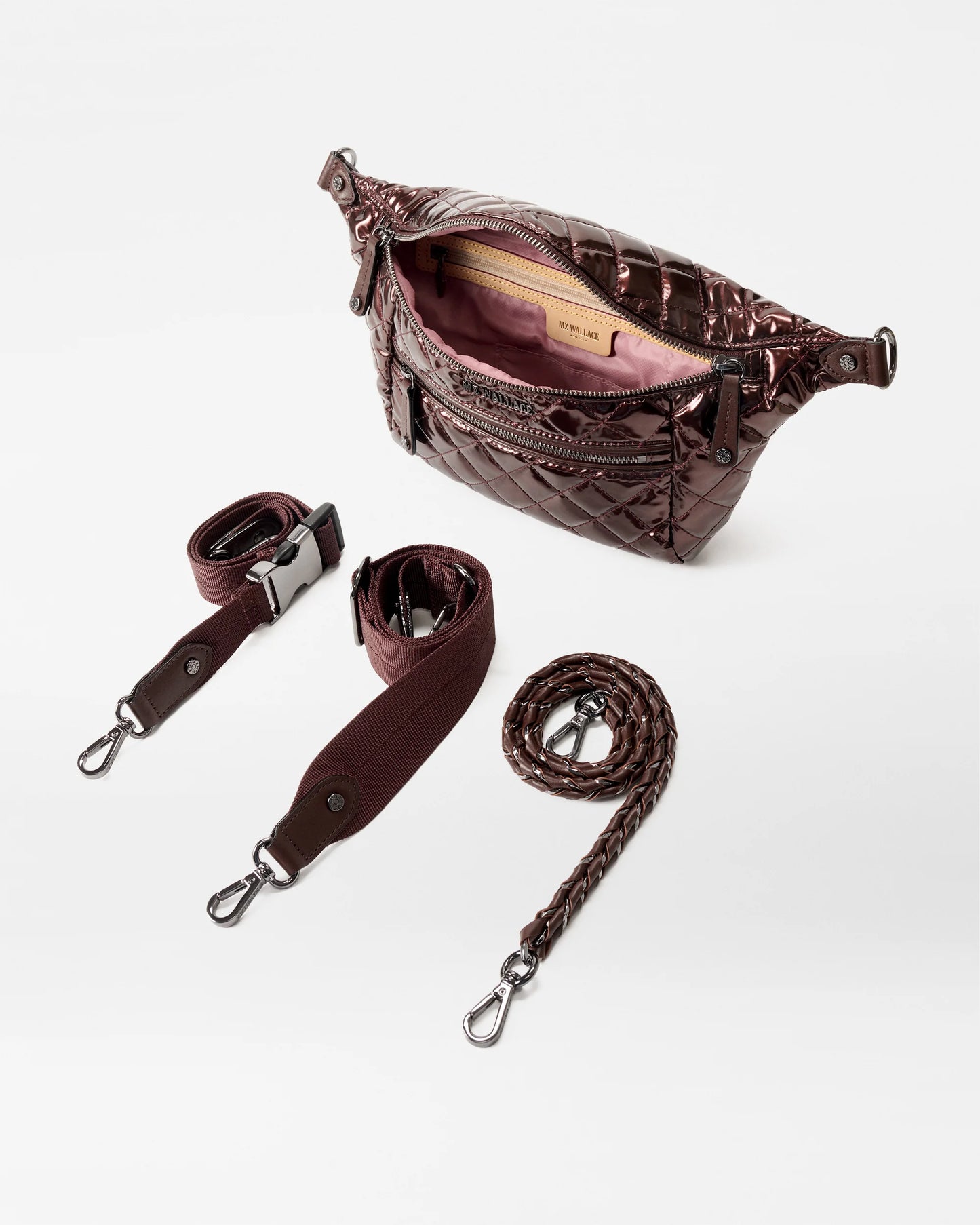 MZ WALLACE CROSBY SLING IN BORDEAUX LACQUER