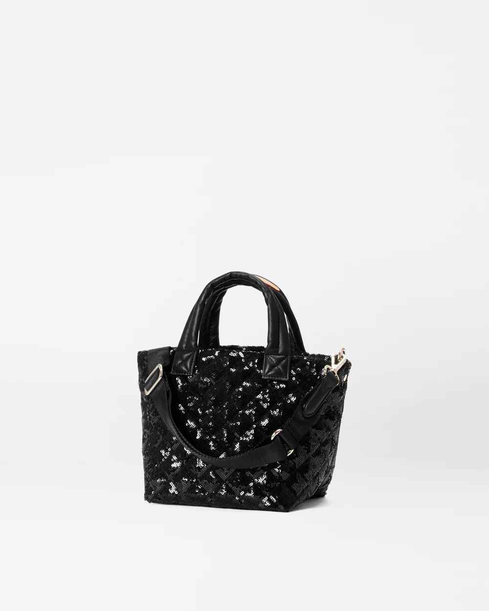 MZ WALLACE MICRO METRO TOTE DELUXE IN BLACK SEQUIN