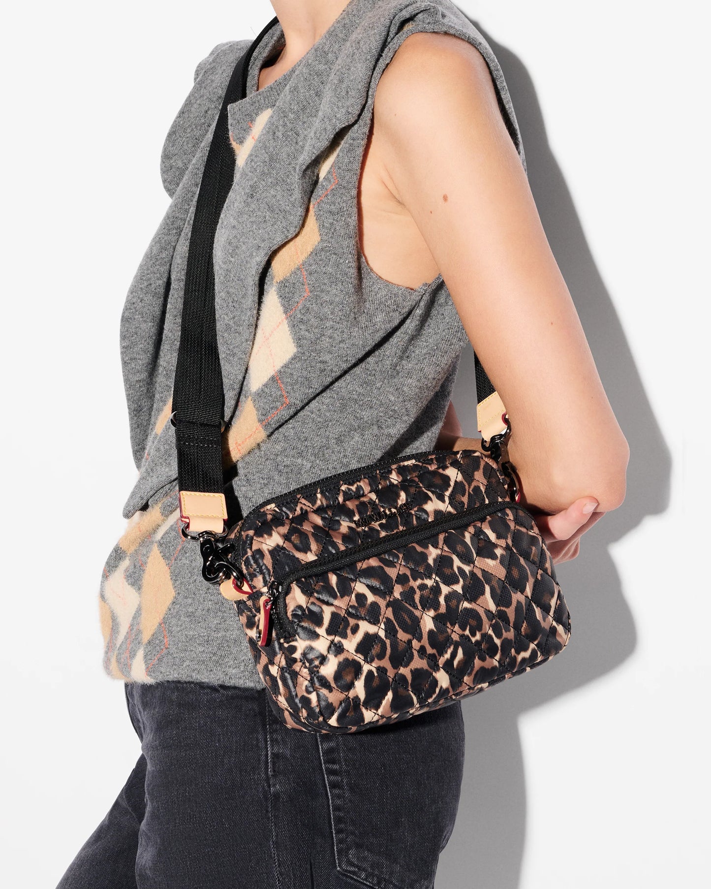 MZ WALLACE SMALL METRO CAMERA BAG IN LEOPARD