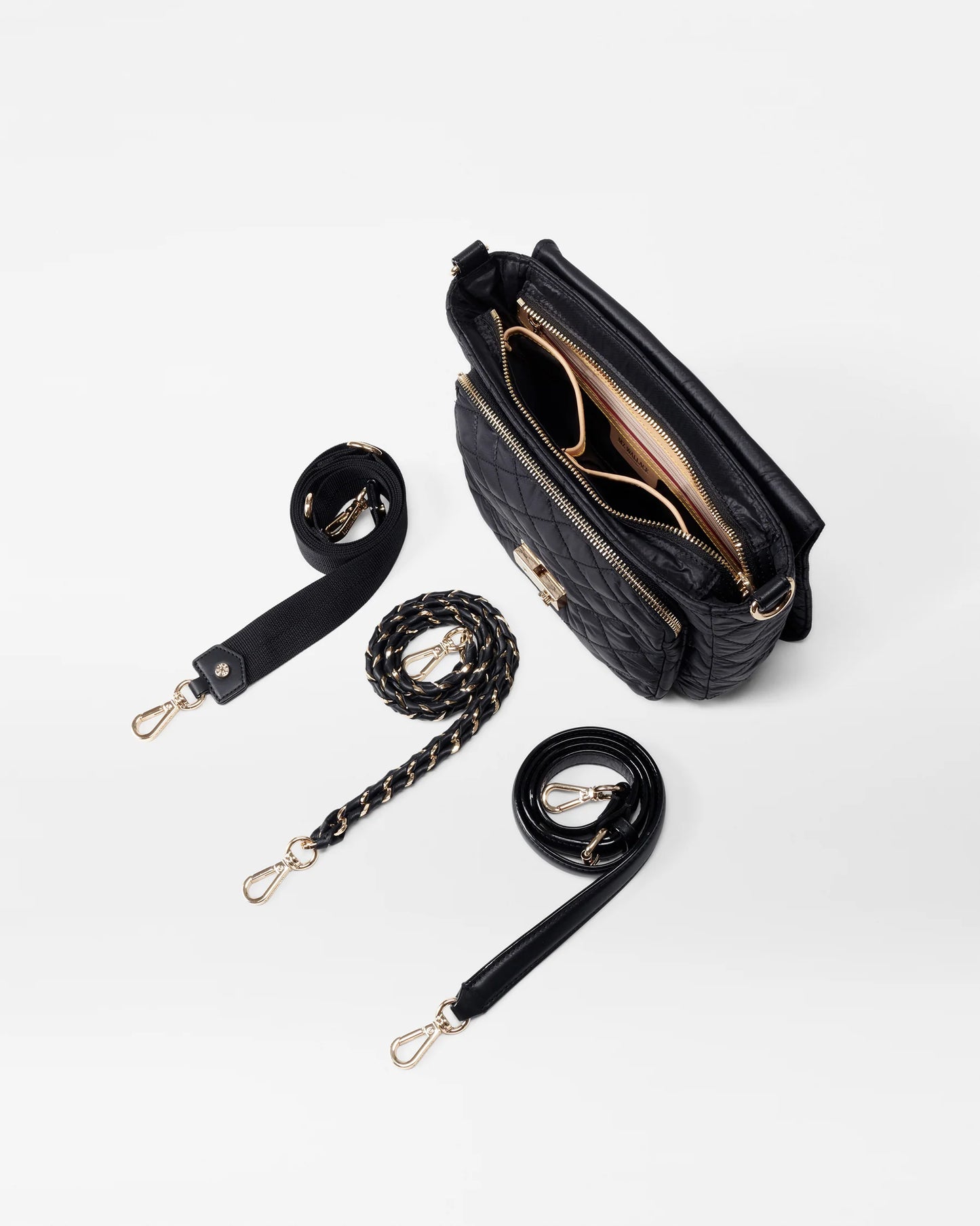 MZ WALLACE MEDIUM CROSBY LOCK CROSSBODY IN BLACK