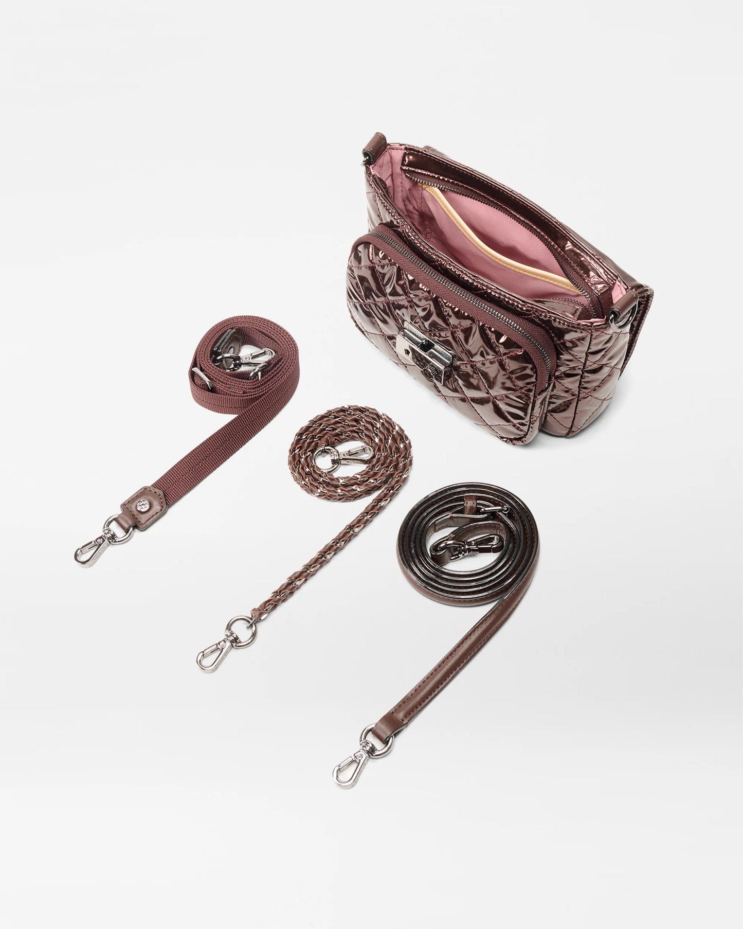 MZ WALLACE CROSBY LOCK CROSSBODY IN BORDEAUX LACQUER