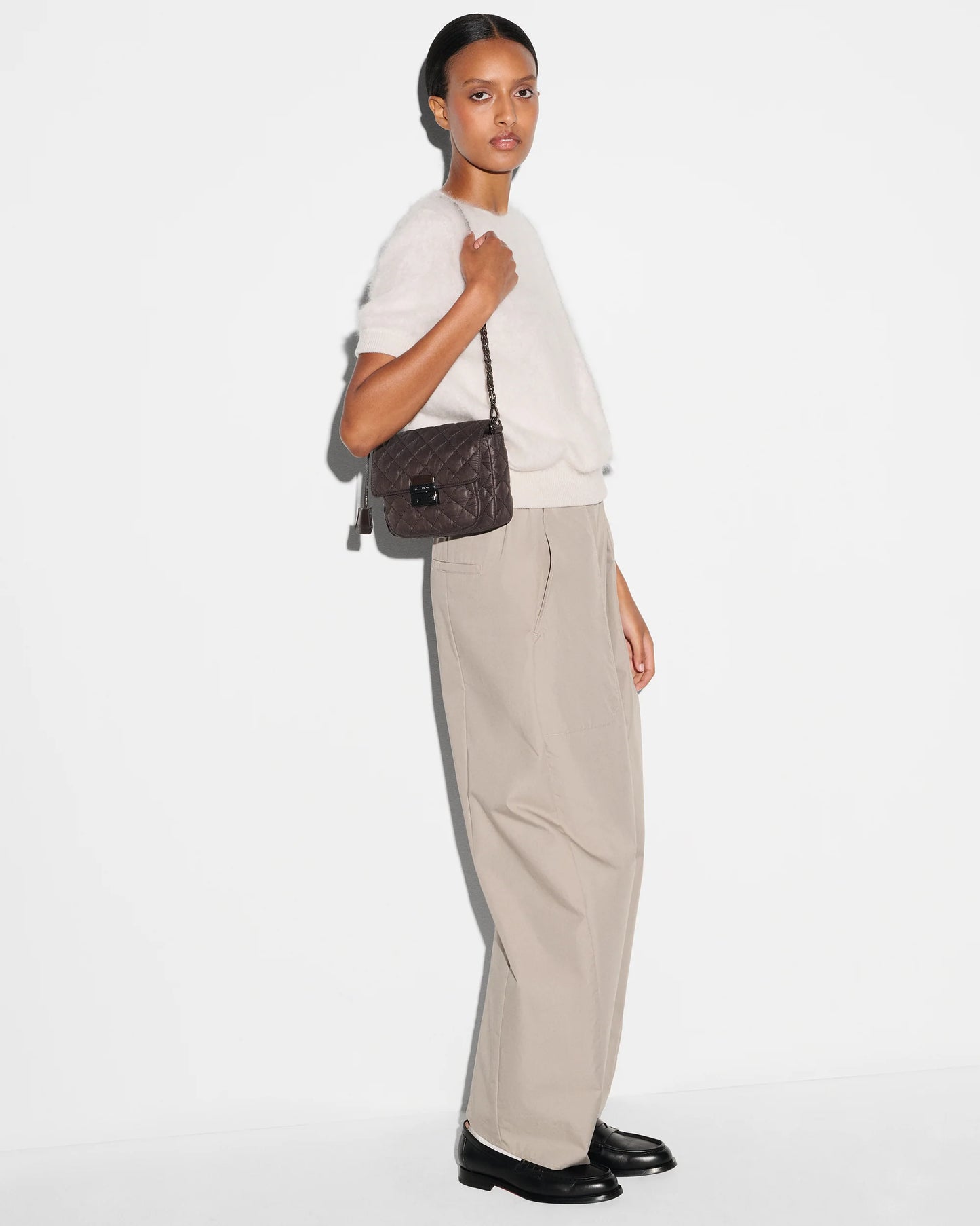MZ WALLACE SMALL CROSBY LOCK CROSSBODY BAG IN ESPRESSO