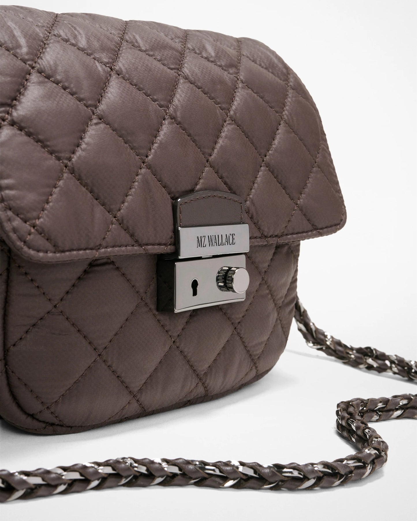 MZ WALLACE SMALL CROSBY LOCK CROSSBODY BAG IN ESPRESSO