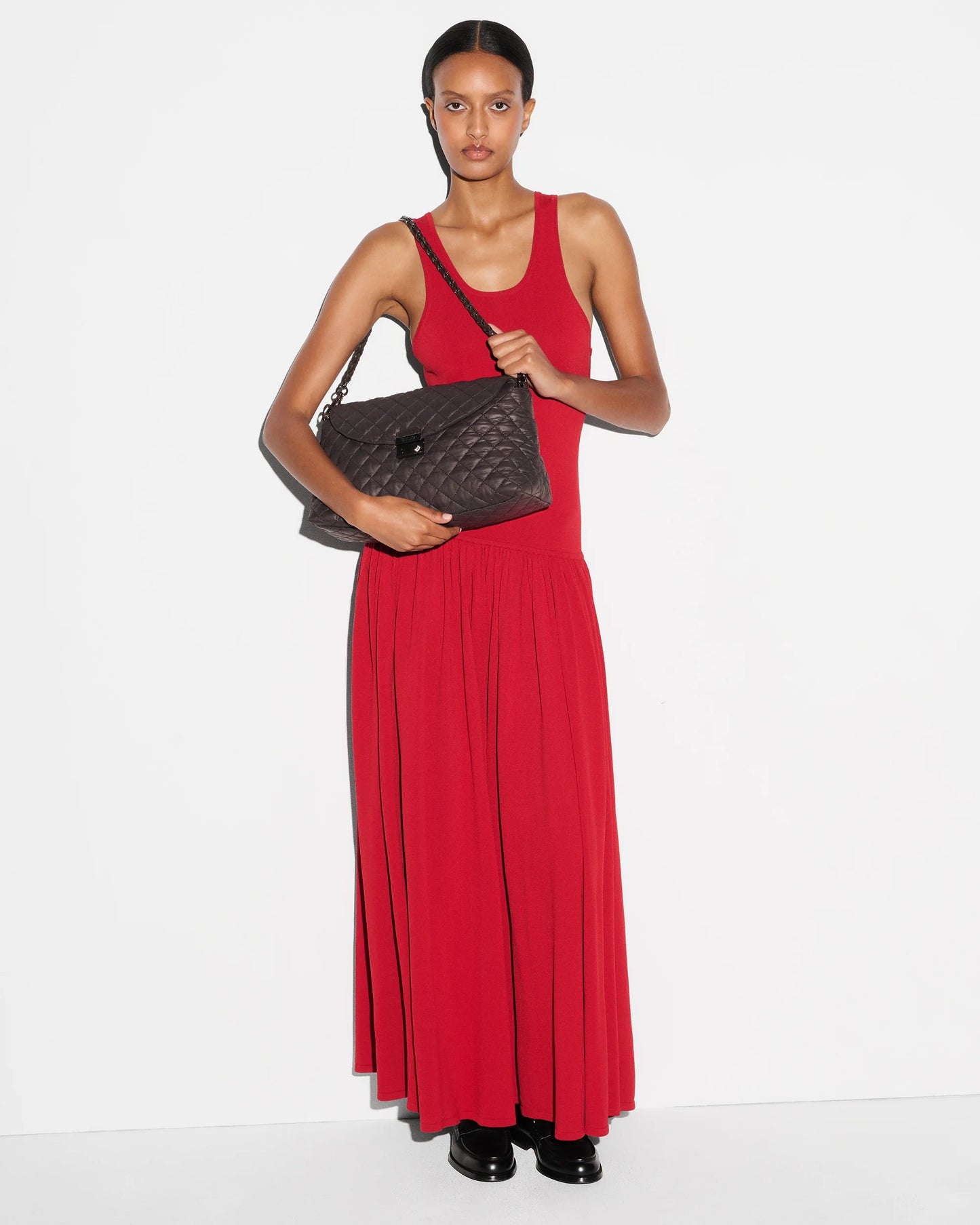 MZ WALLACE CROSBY LOCK SHOULDER BAG IN ESPRESSO
