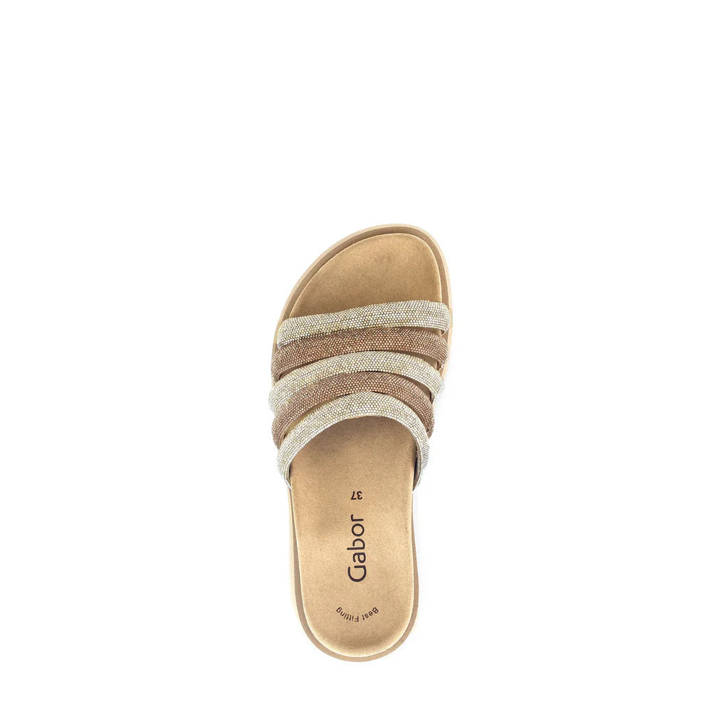 GABOR SLIP ON SANDAL IN GOLD