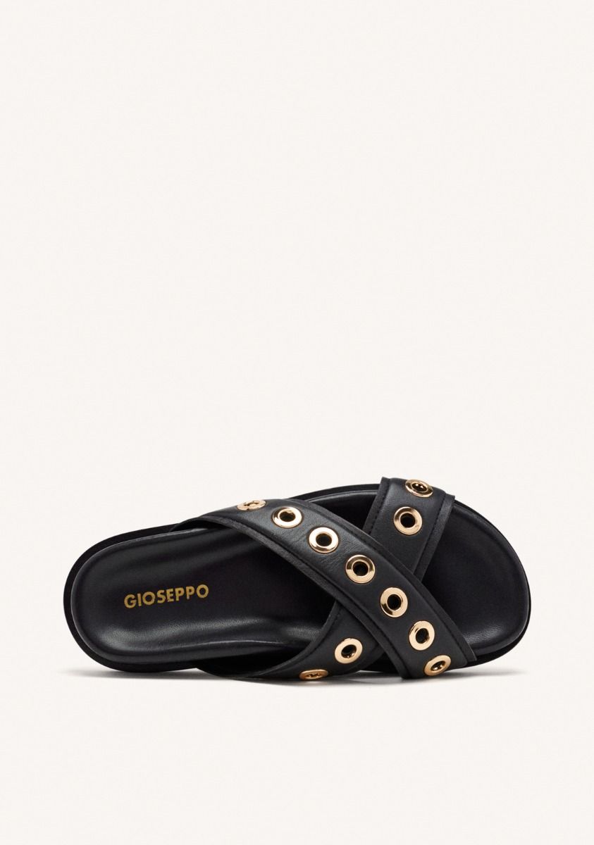 GIOSEPPO LEATHER STUDDED SANDAL IN BLACK