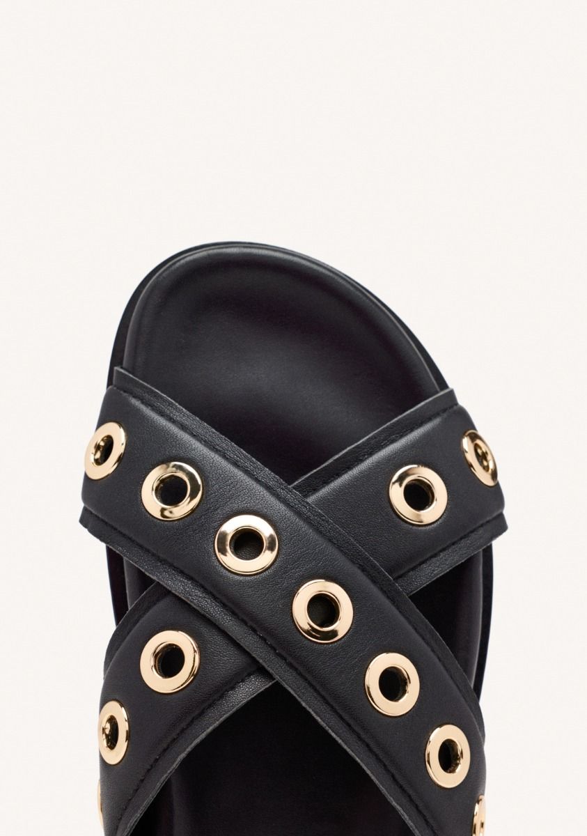 GIOSEPPO LEATHER STUDDED SANDAL IN BLACK