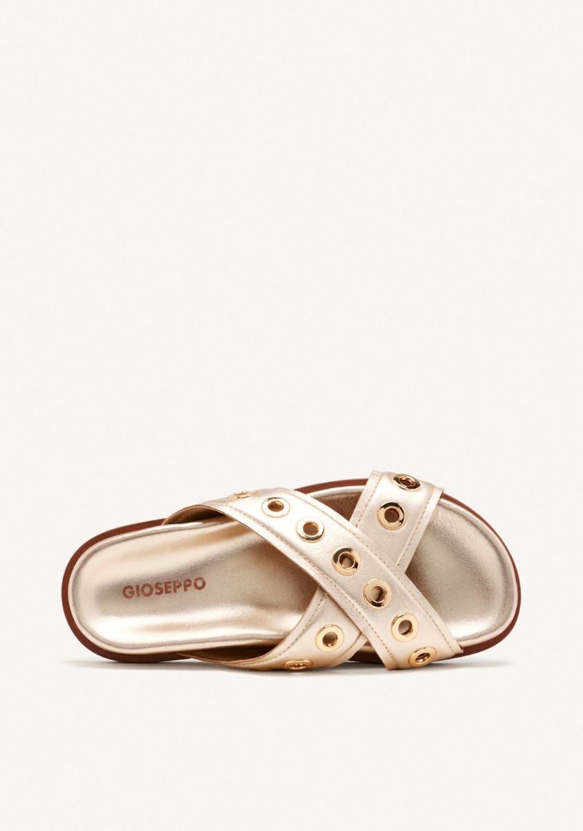 GIOSEPPO LEATHER STUDDED SANDAL IN GOLD