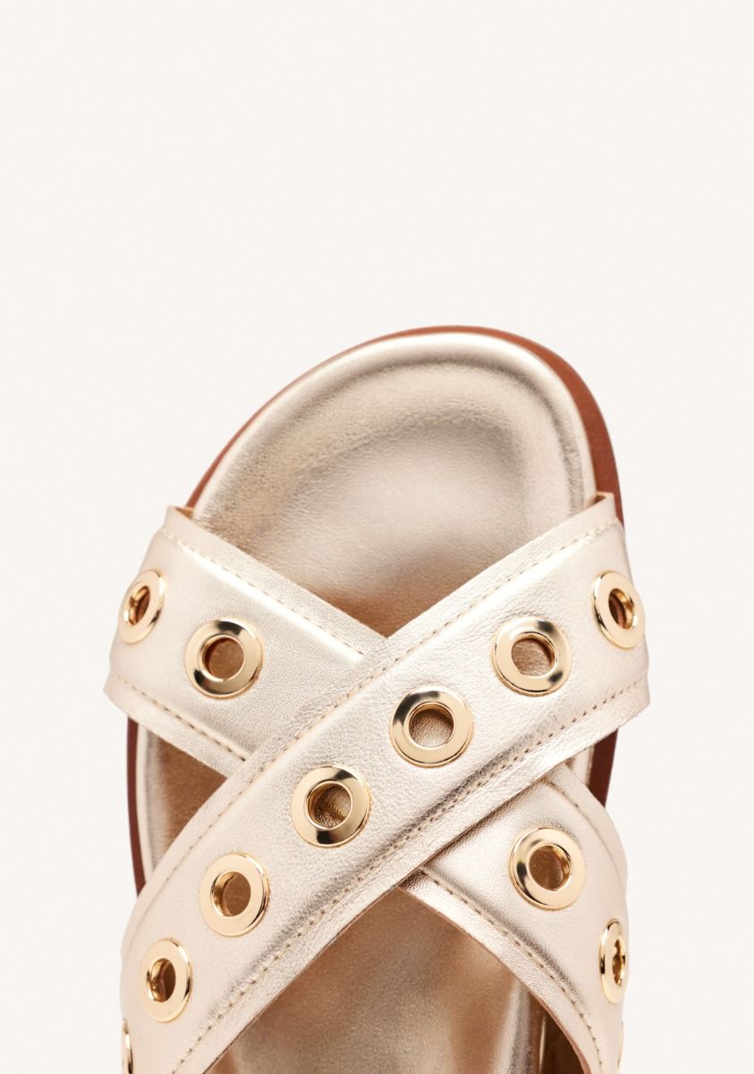 GIOSEPPO LEATHER STUDDED SANDAL IN GOLD