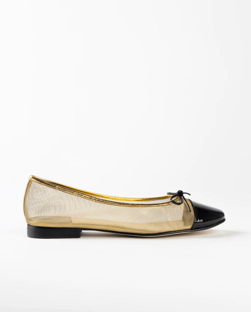 JEFFREY CAMPBELL RELEVE BALLET FLAT IN GOLD/BLACK