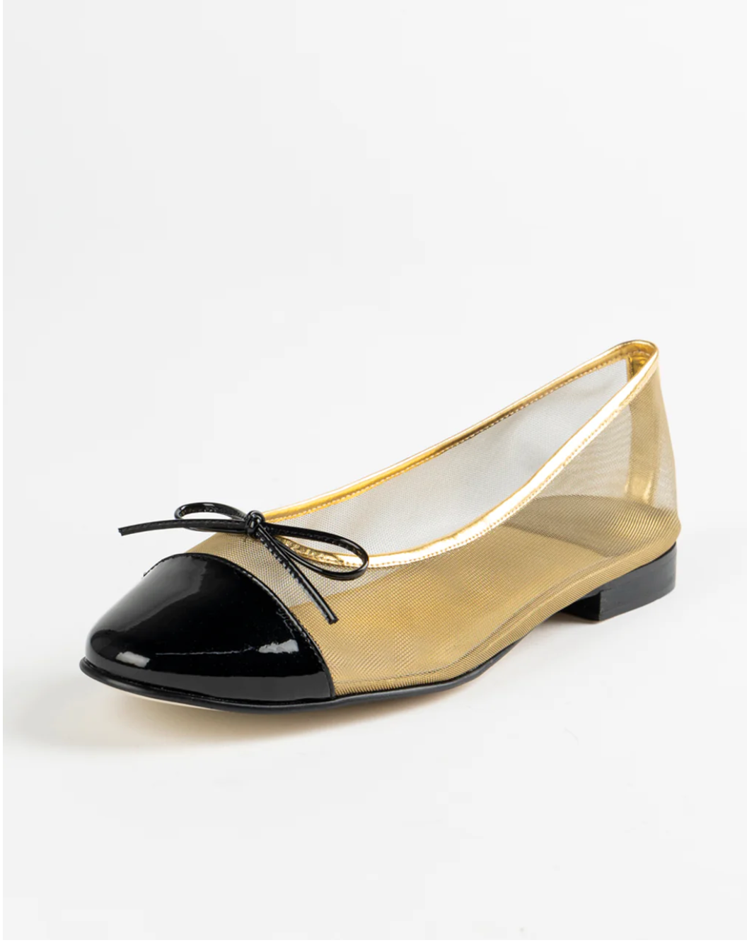 JEFFREY CAMPBELL RELEVE BALLET FLAT IN GOLD/BLACK