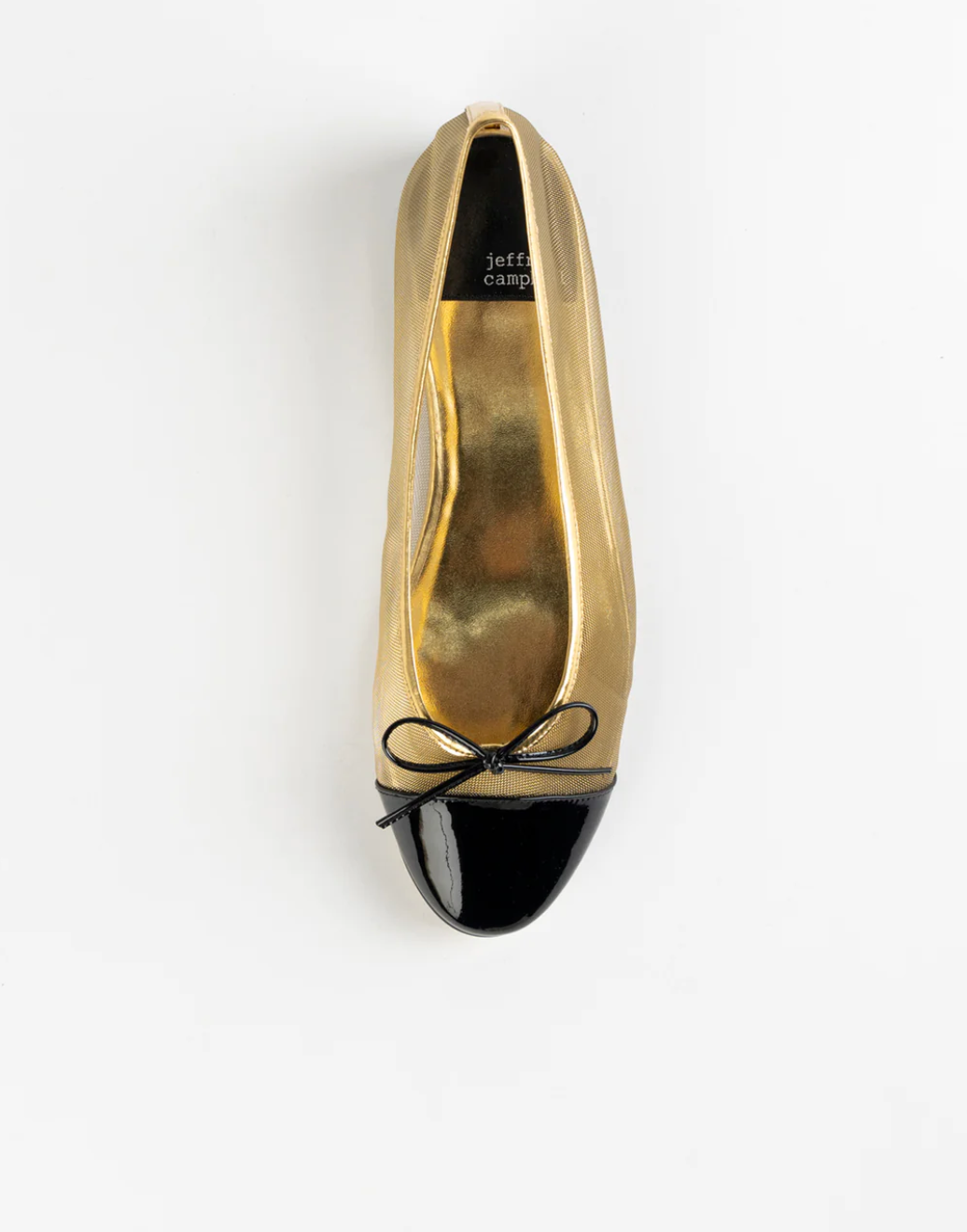 JEFFREY CAMPBELL RELEVE BALLET FLAT IN GOLD/BLACK