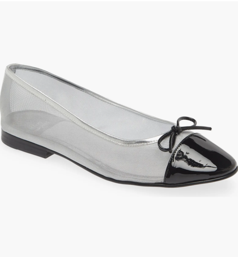 JEFFREY CAMPBELL RELEVE BALLET FLAT IN SILVER/BLACK