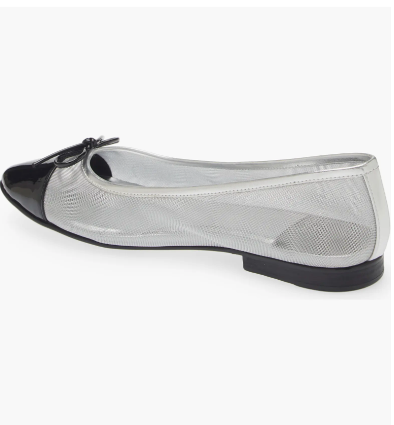 JEFFREY CAMPBELL RELEVE BALLET FLAT IN SILVER/BLACK