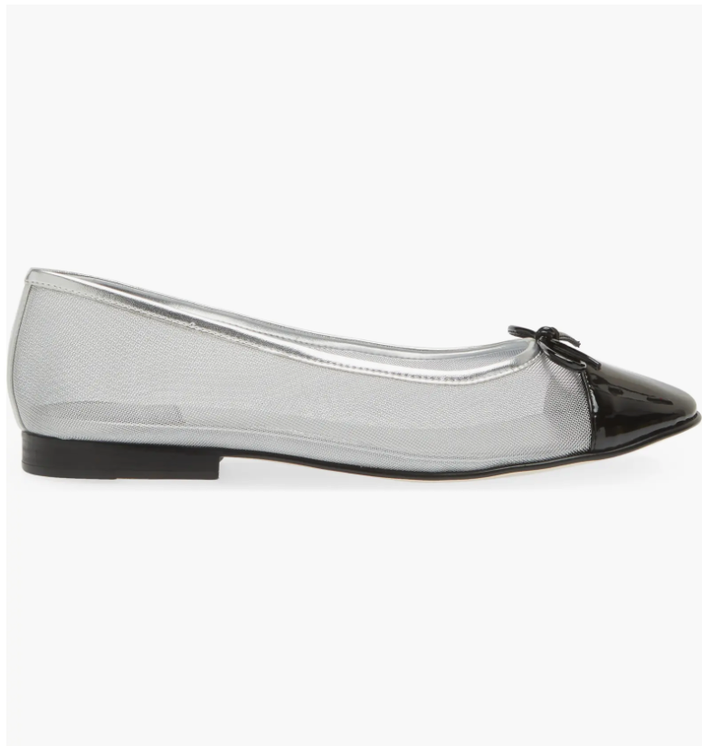 JEFFREY CAMPBELL RELEVE BALLET FLAT IN SILVER/BLACK