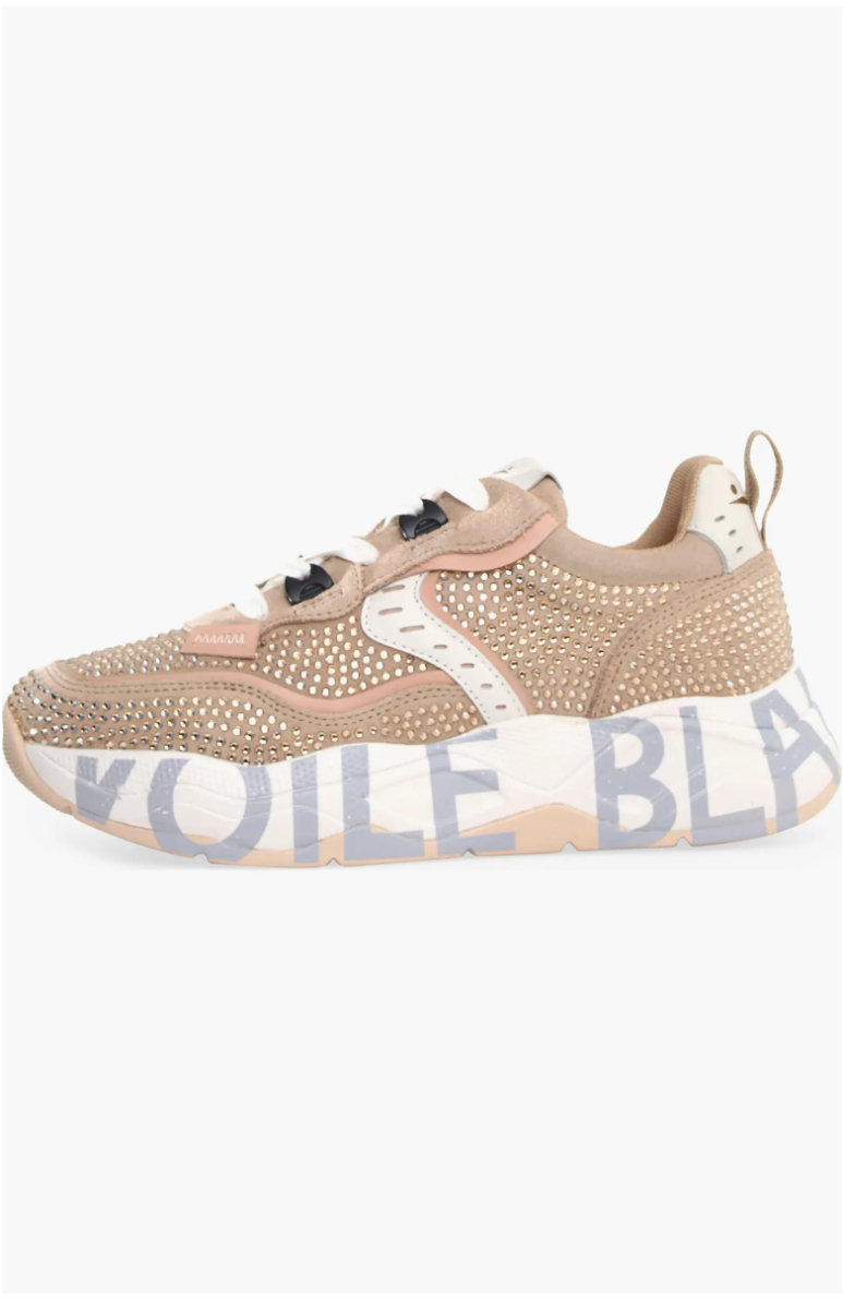 VOILE BLANCHE CLUB305 SNEAKER IN BEIGE STRASS