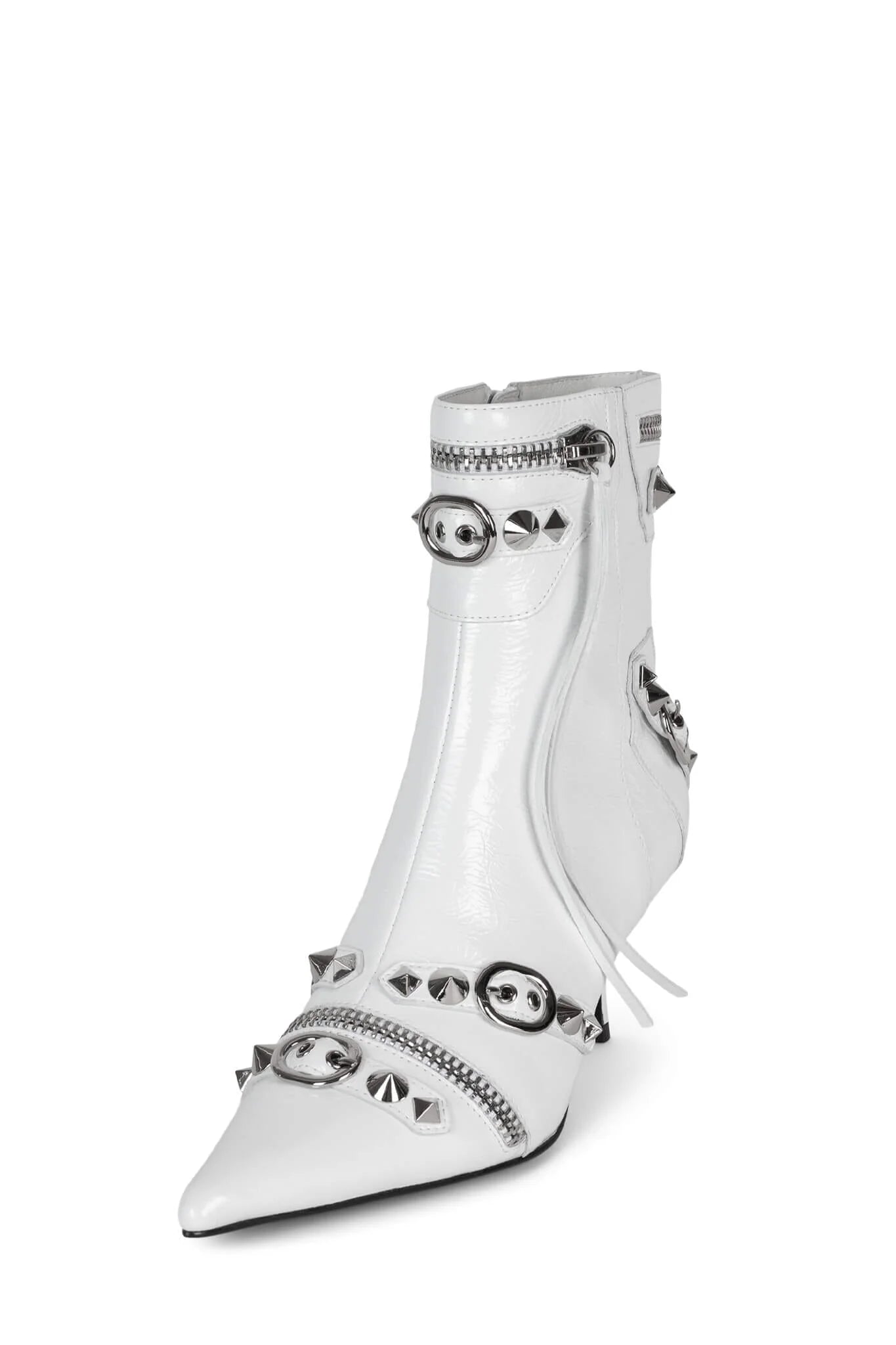 JEFFREY CAMPBELL ALT-ROCK BOOT IN WHITE SILVER