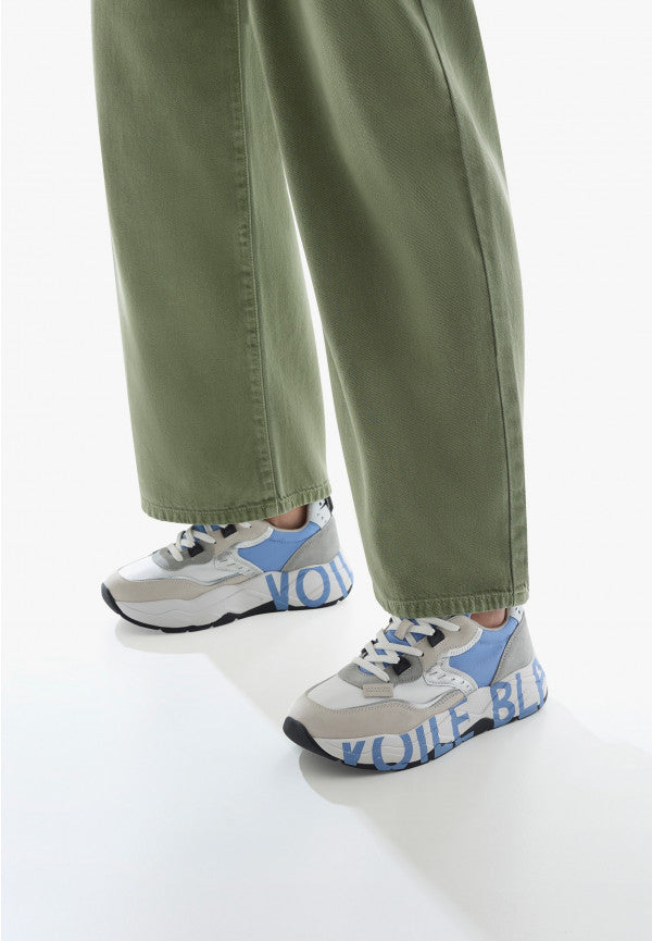 VOILE BLANCHE CLUB105 SNEAKER IN GREY-LIGHT BLUE