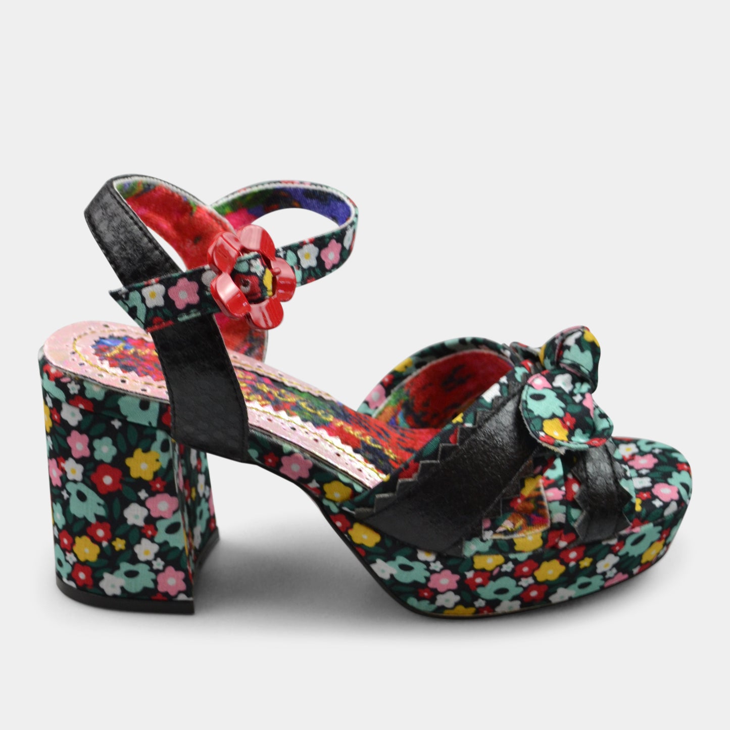 IRREGULAR CHOICE FLOWER PATTERN IN BLACK