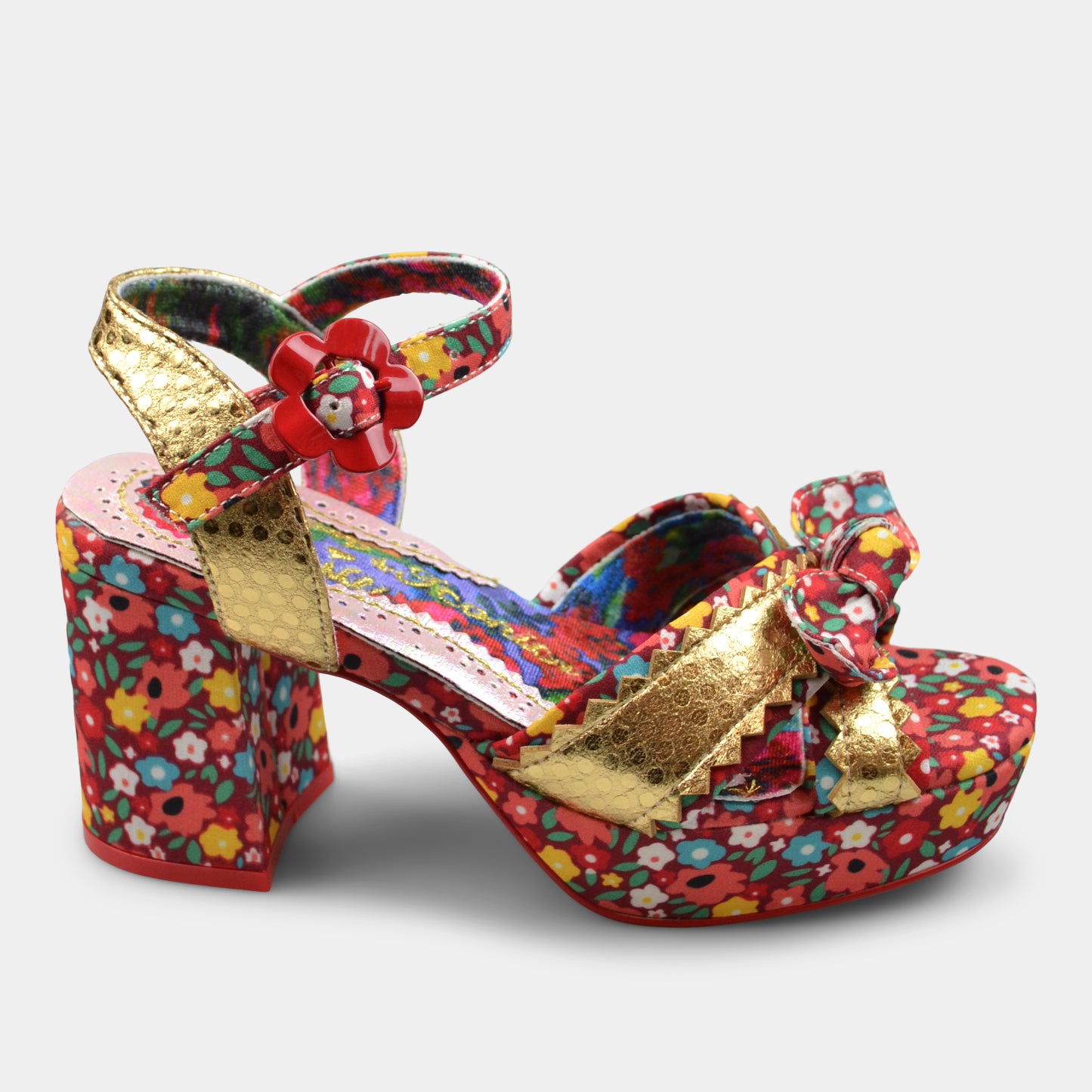 IRREGULAR CHOICE FLOWER PATTERN IN GOLD