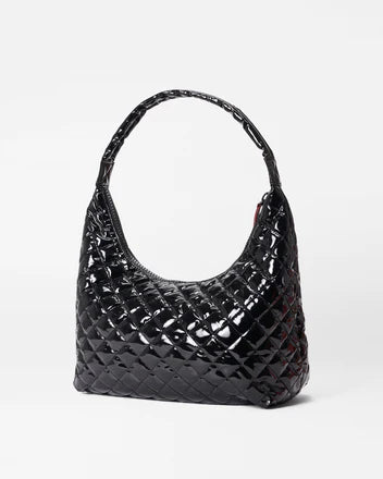 MZ WALLACE BLACK LACQUER METRO SHOULDER BAG