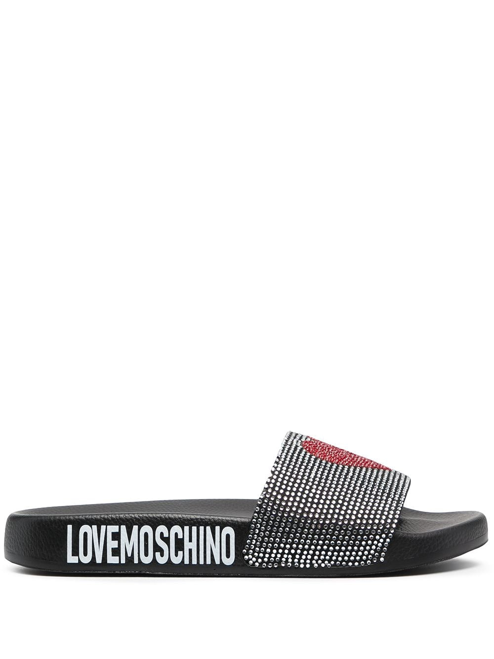 LOVE MOSCHINO CRYSTAL EMBELLISHED SLIDES