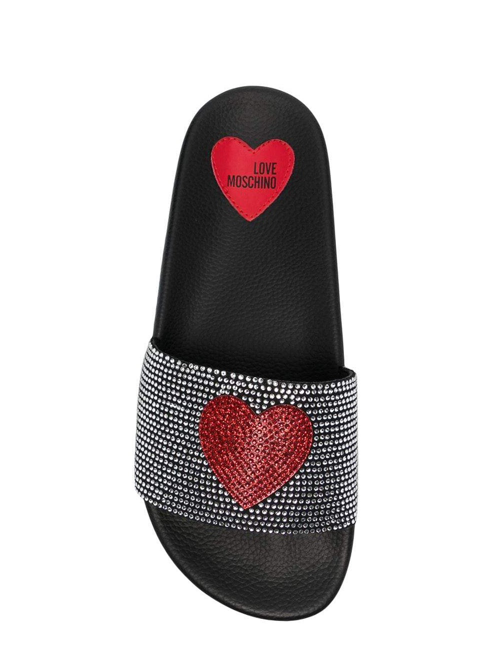 LOVE MOSCHINO CRYSTAL EMBELLISHED SLIDES