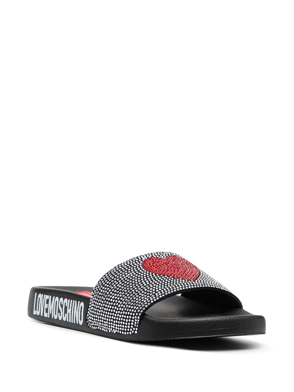 LOVE MOSCHINO CRYSTAL EMBELLISHED SLIDES