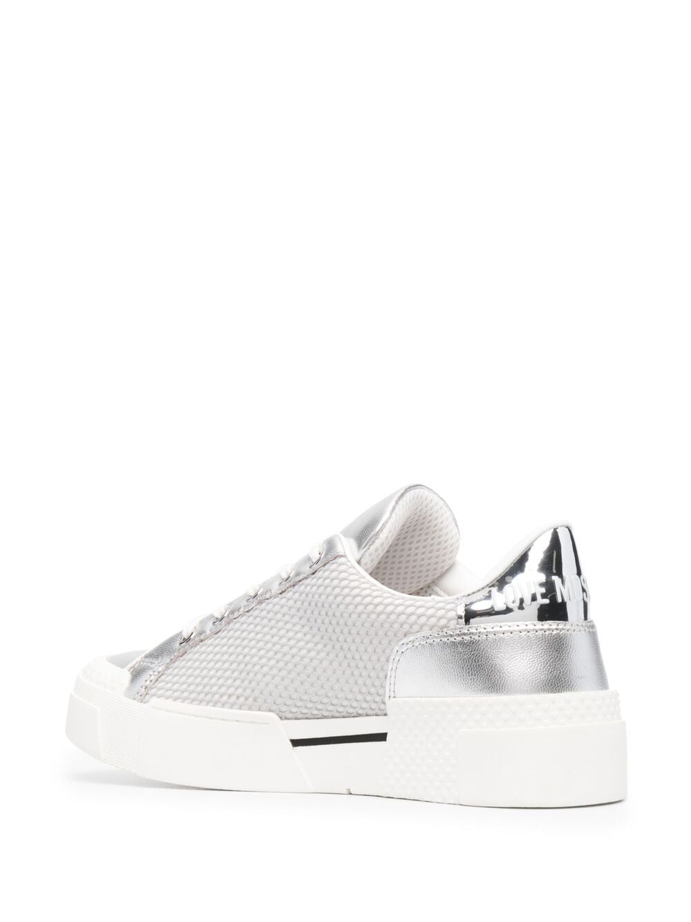 LOVE MOSCHINO SILVER SIDE HEART PATCH SNEAKER