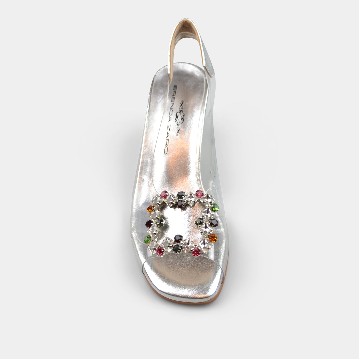 BRENDA ZARO CLEAR SANDALS IN SILVER