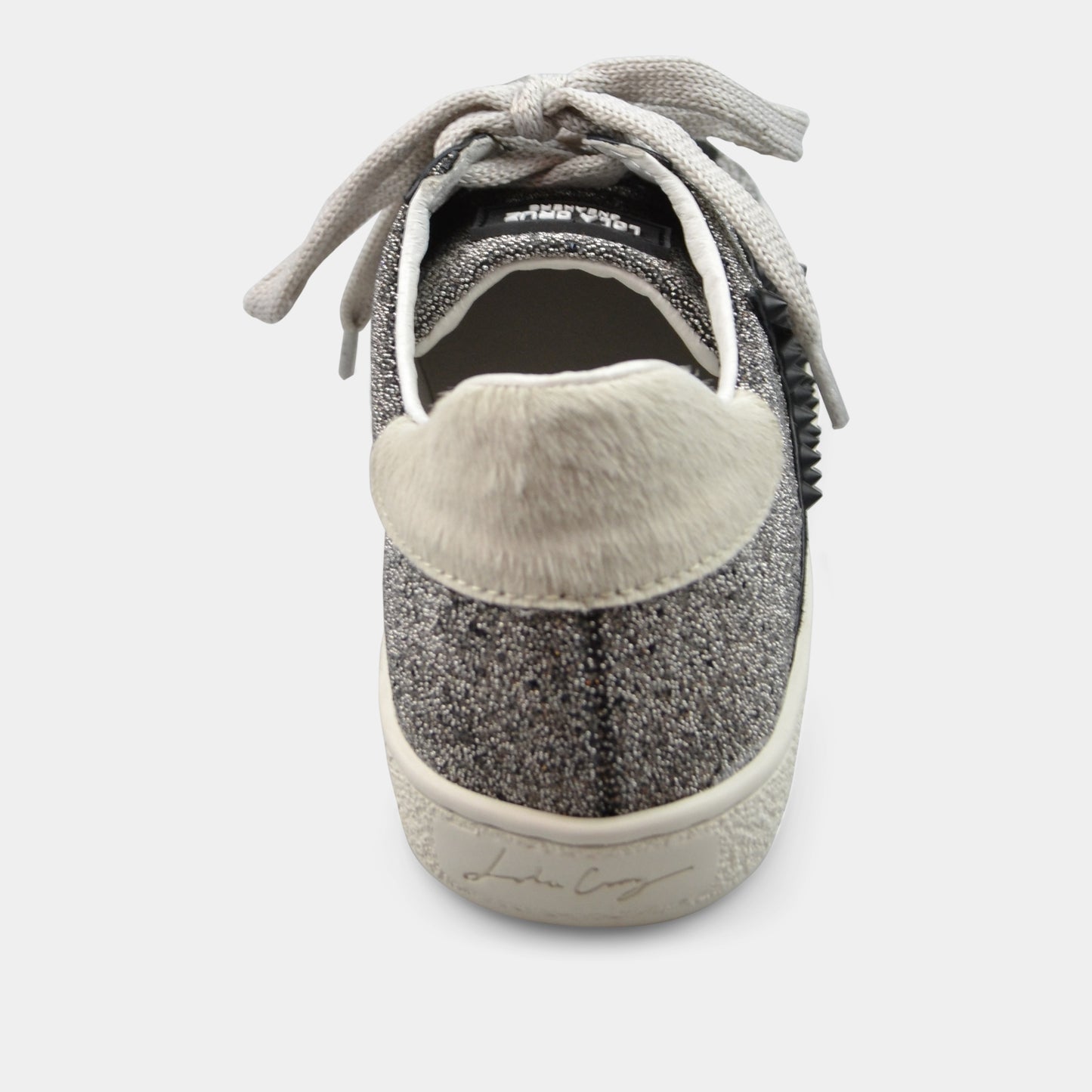 LOLA CRUZ SNEAKER IN SILVER WITH STAR DETAIL