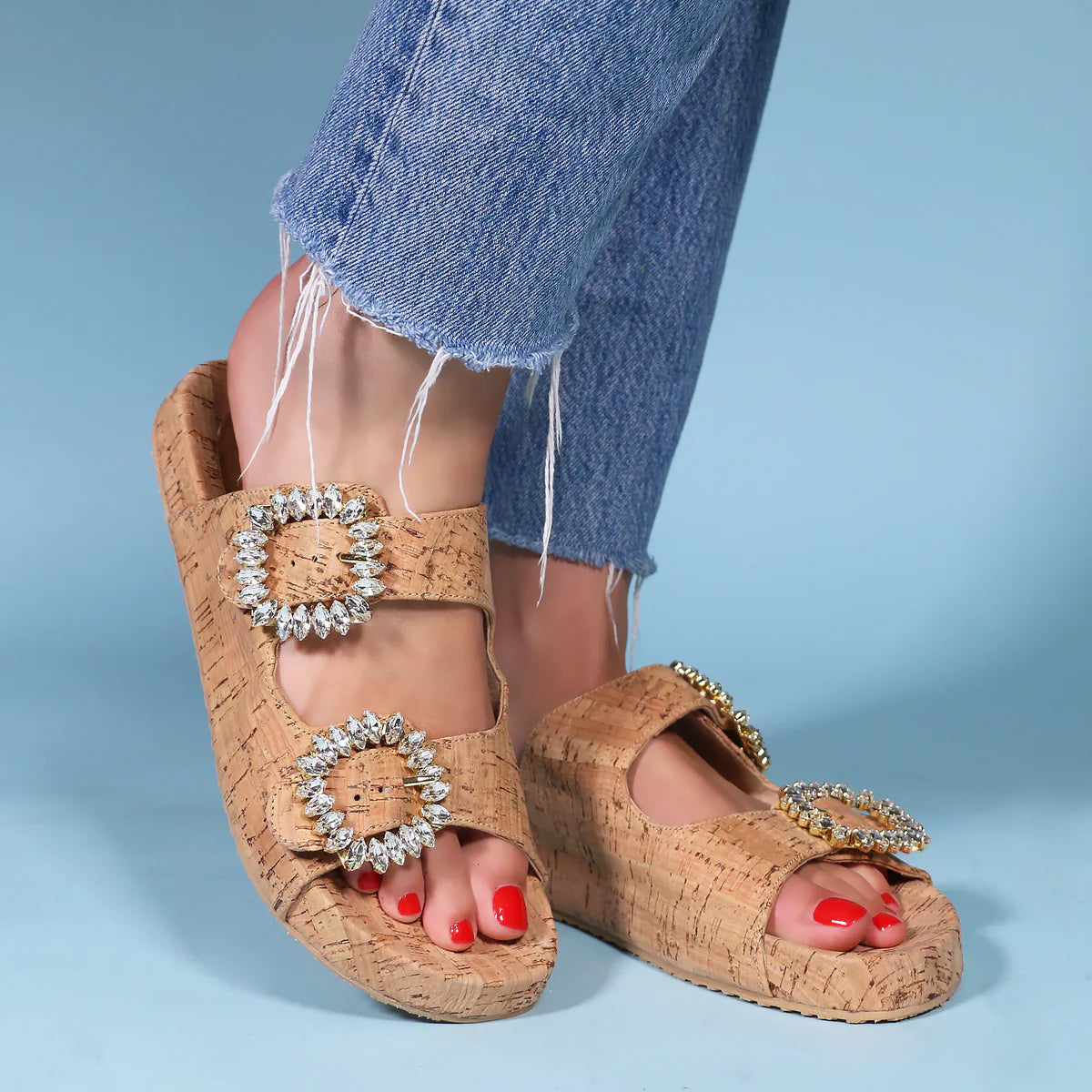 MYSTIQUE CORK SANDAL WITH SEQUINS