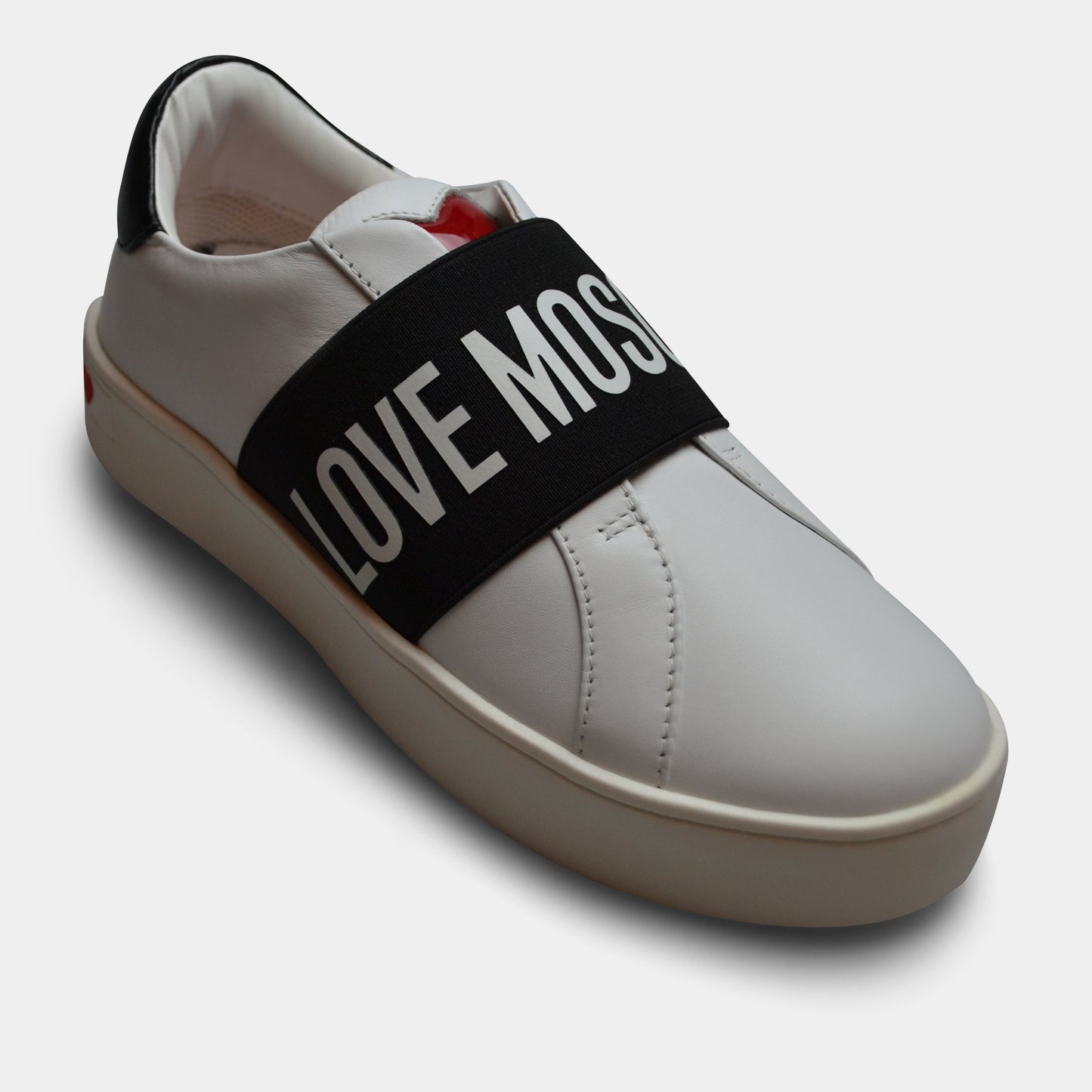 LOVE MOSCHINO SNEAKER IN WHITE WITH BLACK DETAIL