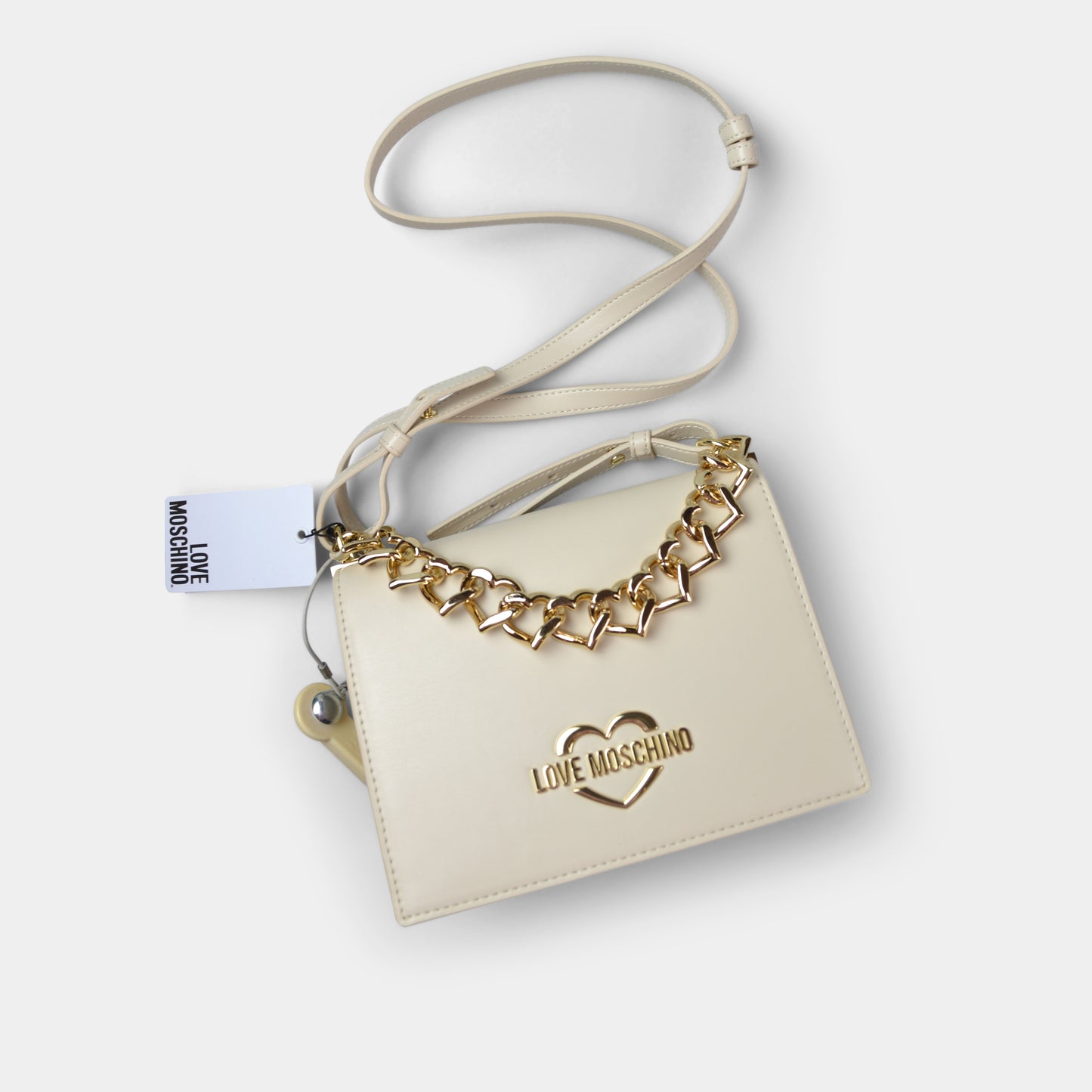 LOVE MOSCHINO HANDBAG HEARTS CHAIN IN IVORY
