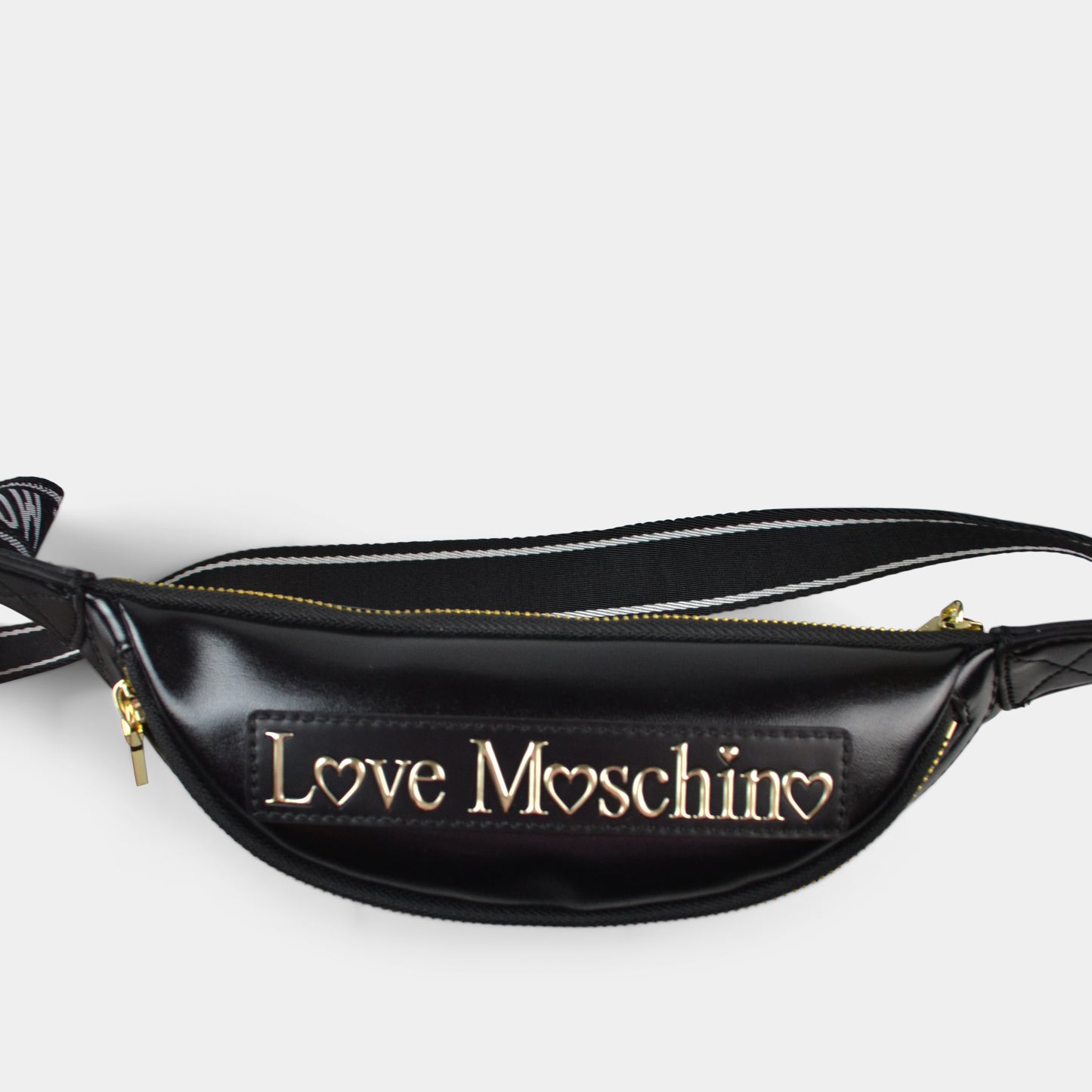 LOVE MOSCHINO QUILTED WAIST BAG WITH LOGO IN BLACK