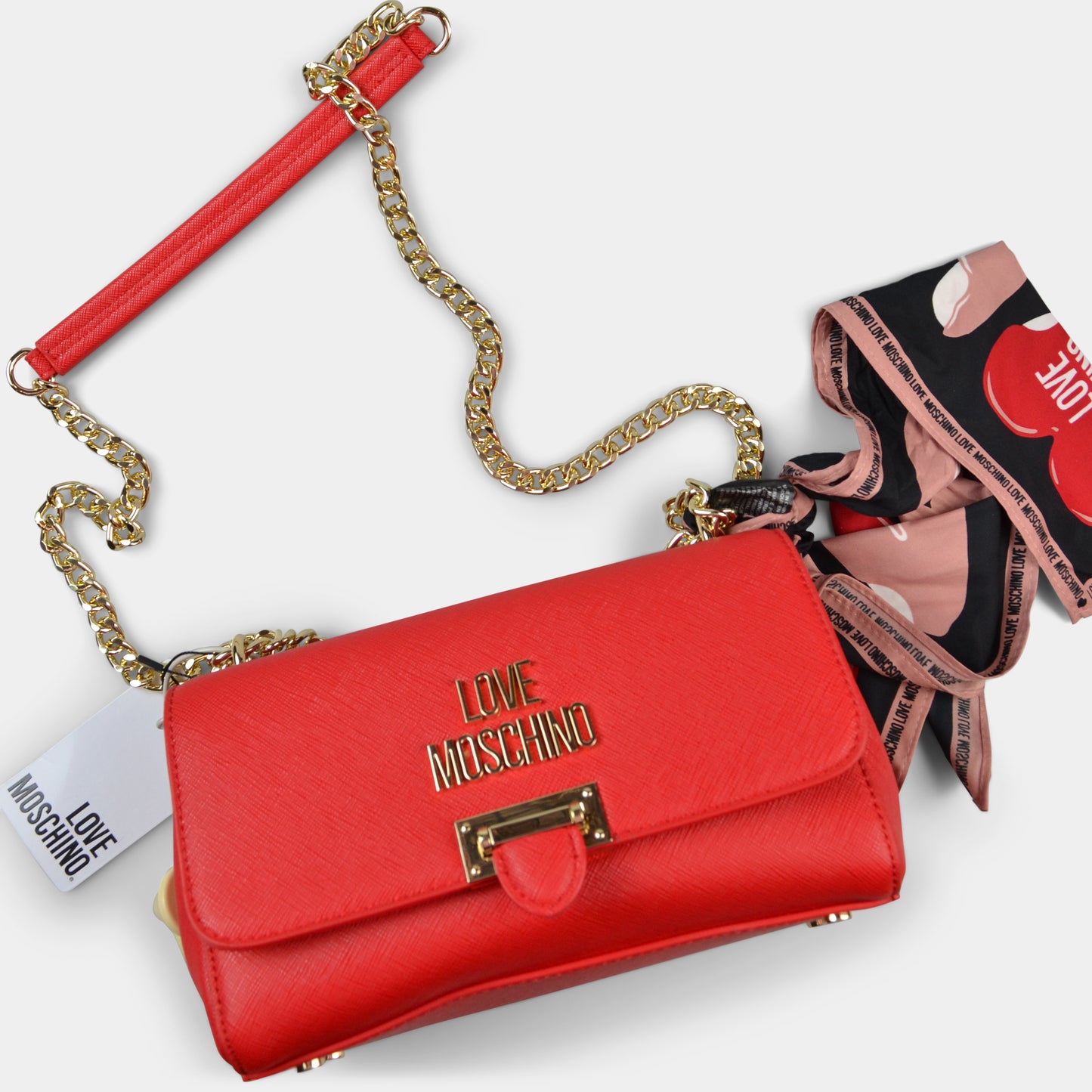 LOVE MOSCHINO SHOULDER BAG WITH LOGO IN RED