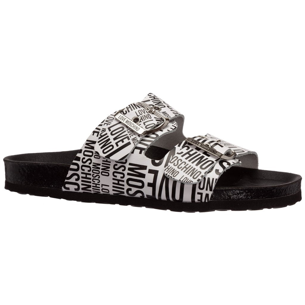 LOVE MOSCHINO HEART LOGO PRINT SANDALS