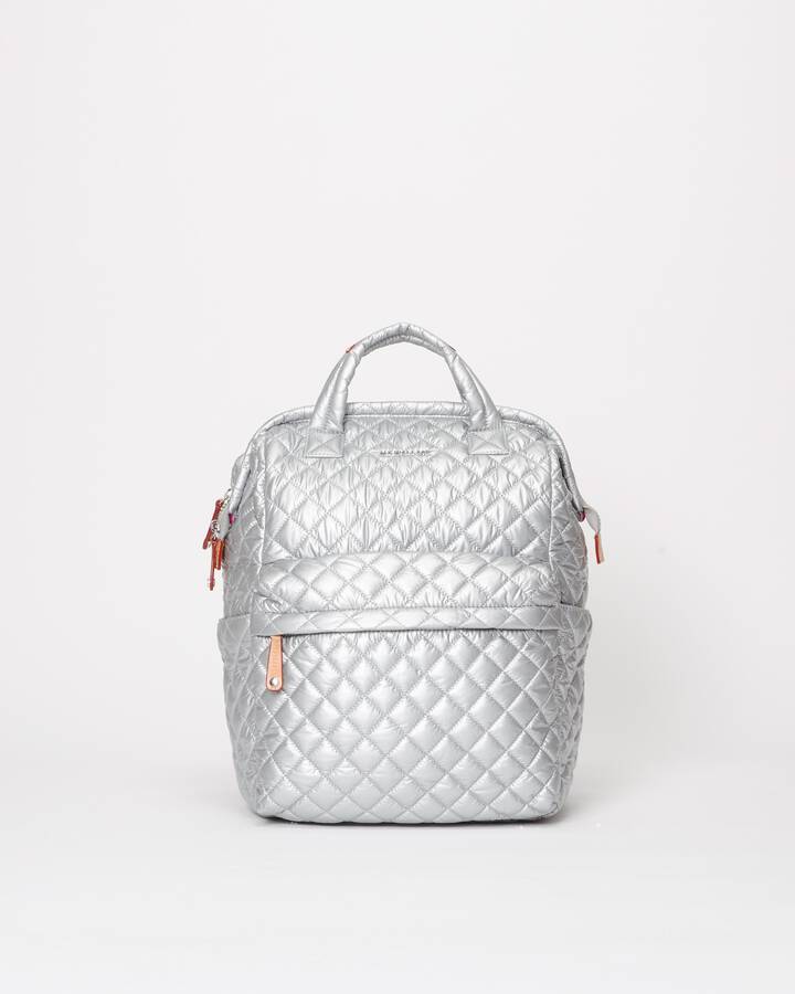 MZ WALLACE TOP HANDLE BACKPACK IN TIN METALLIC