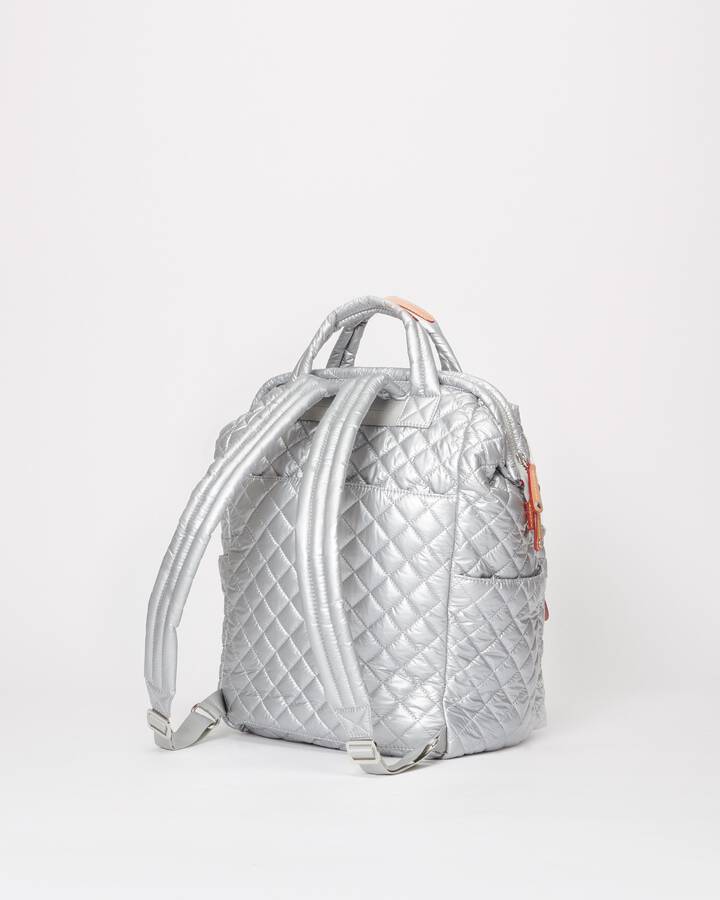 MZ WALLACE TOP HANDLE BACKPACK IN TIN METALLIC