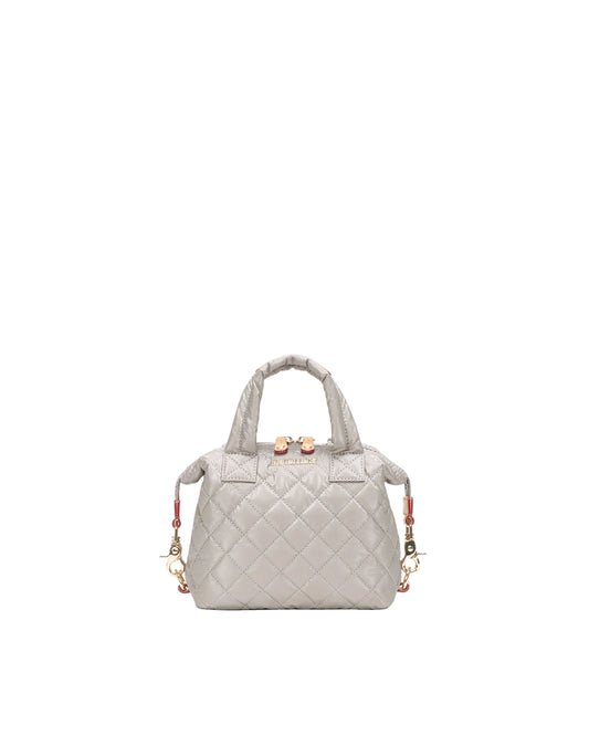 MZ WALLACE MICRO SUTTON BAG IN PEARL METALLIC