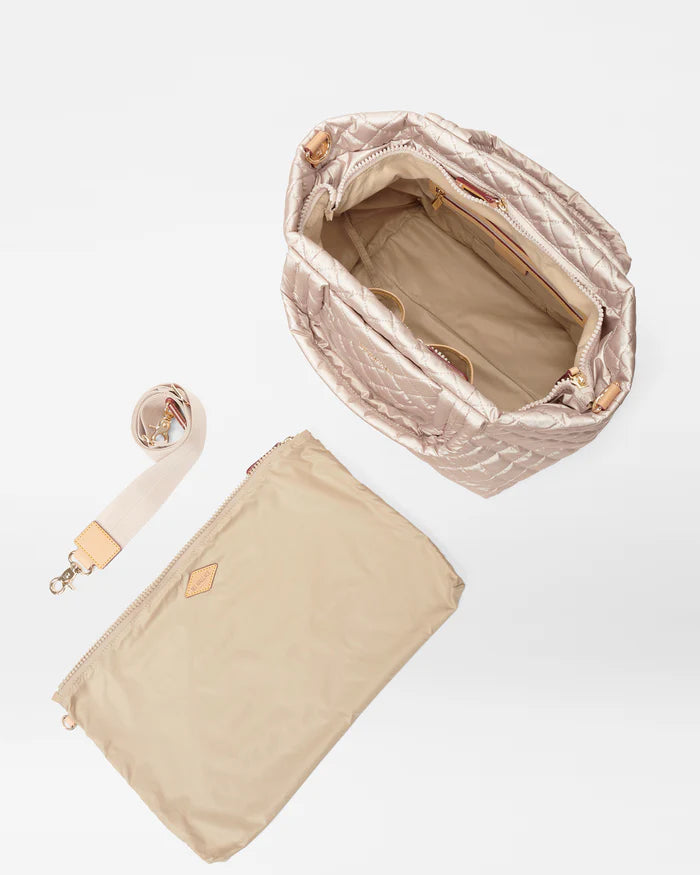 MZ WALLACE METRO TOTE DELUXE SMALL IN PALE ROSE GOLD