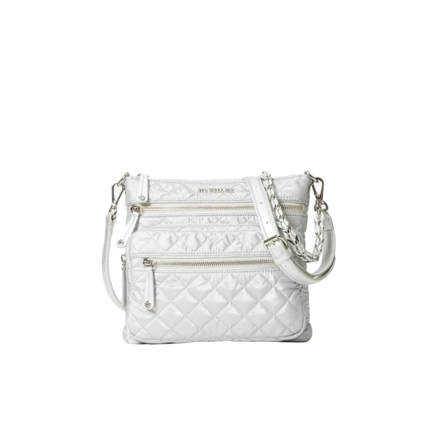 MZ WALLACE DOWNTOWN CROSBY BAG IN METALLIC OYSTER