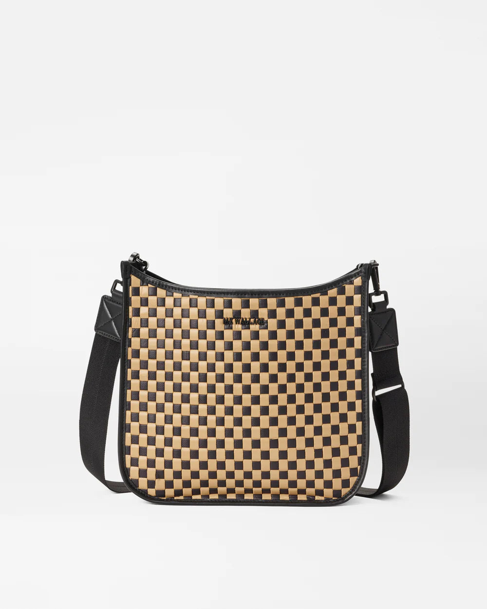 MZ WALLACE WOVEN BOX CROSSBODY IN CAMEL AND BLACK
