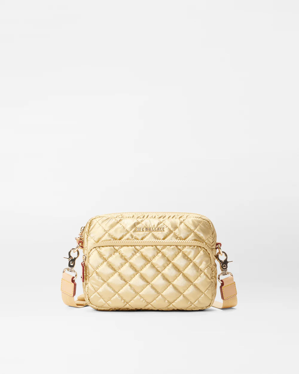 MZ WALLACE SMALL METRO CAMERA BAG IN LIGHT GOLD PEARL METALLIC