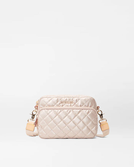 MZ WALLACE SMALL METRO CAMERA BAG IN PALE ROSE GOLD METALLIC