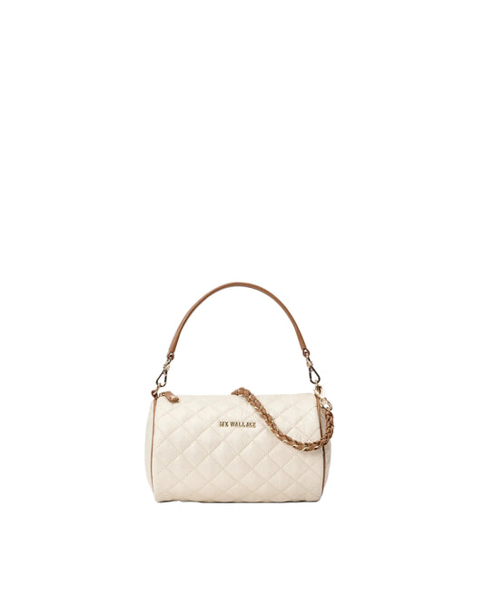 MZ WALLACE CROSBY BARREL CROSSBODY IN SANDSHELL WITH BROWN