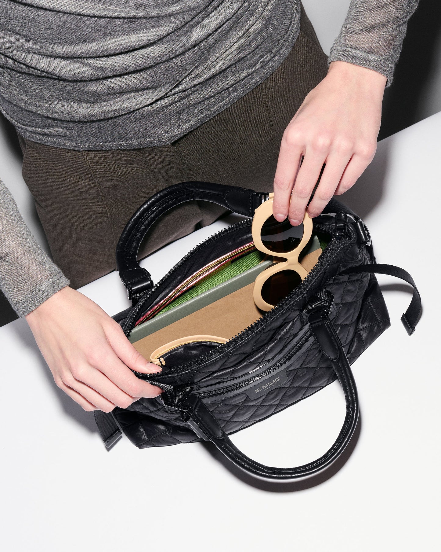 MZ WALLACE SMALL PARK SATCHEL IN BLACK