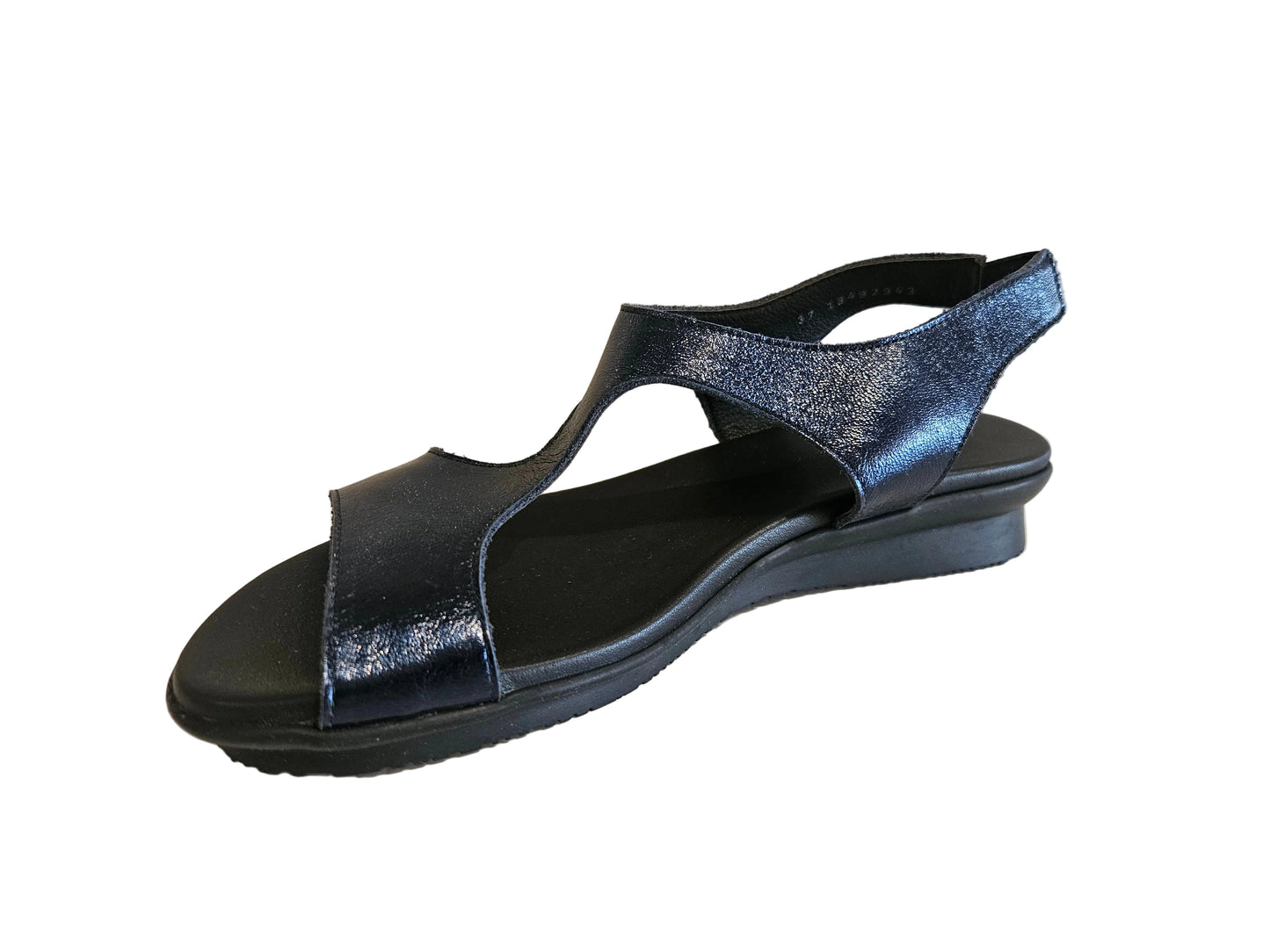 Navy sandal with a thick sole on a white background