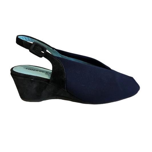 THIERRY RABOTIN KATE SUEDE WEDGES IN NAVY
